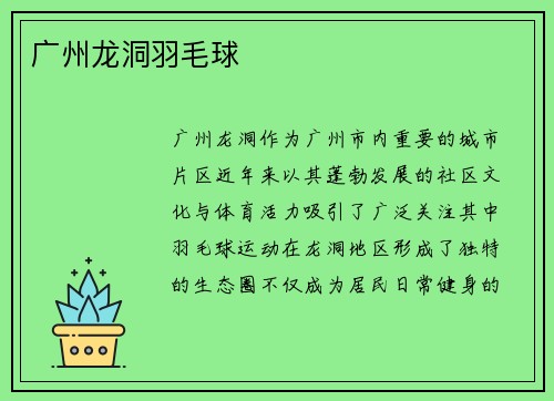 广州龙洞羽毛球
